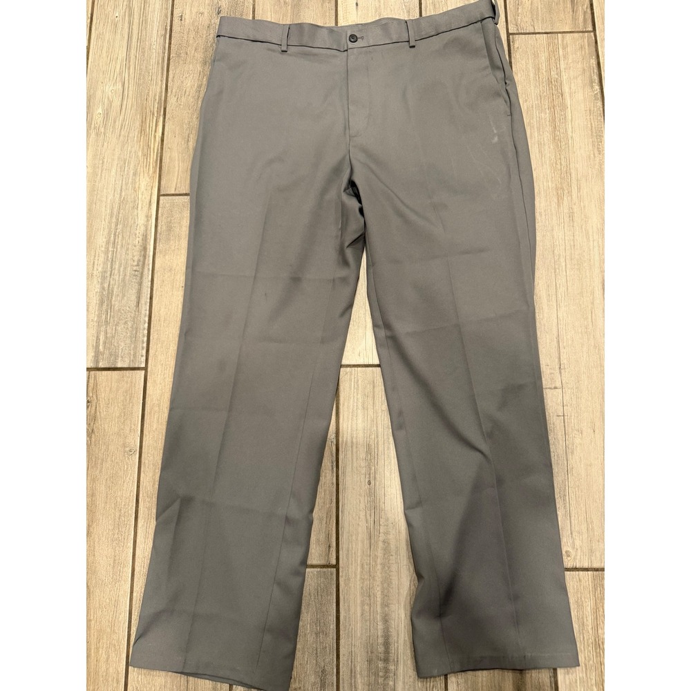 PGA Tour Mens Gray Flat Front Golf Pants 38x32 Straight Leg Polyester